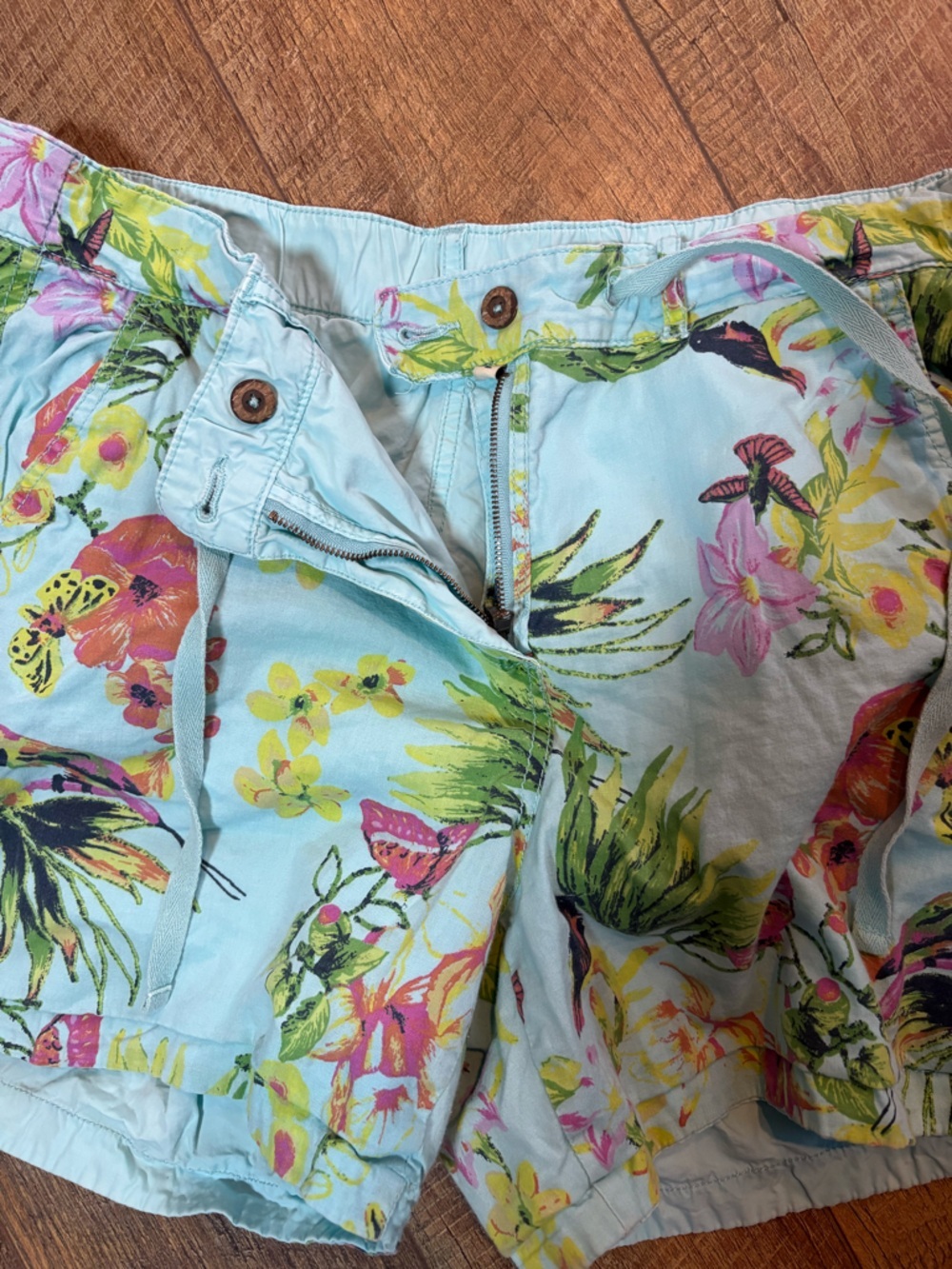 Tailor Vintage Reversible Tropical Shorts Mens L Blue Floral Resort Vacation - Picture 10 of 11